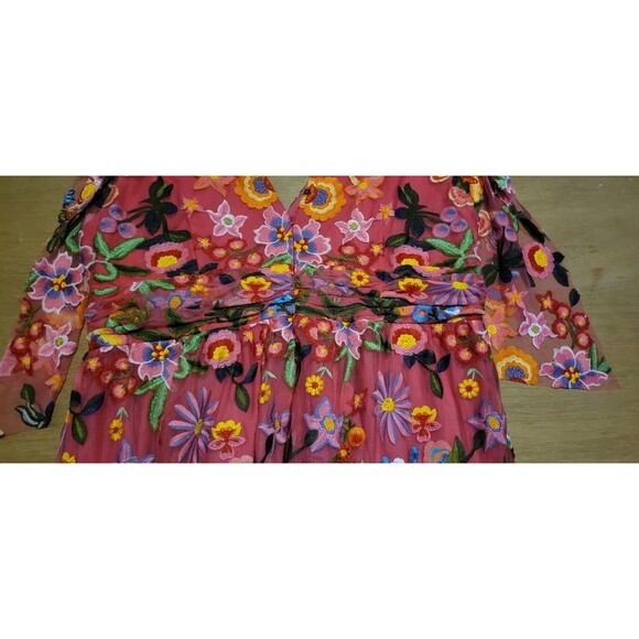 Jessakae Hibiscus Sleeveless Empire Waist Midi Dress Size 2X Embroidered Floral - Picture 11 of 15